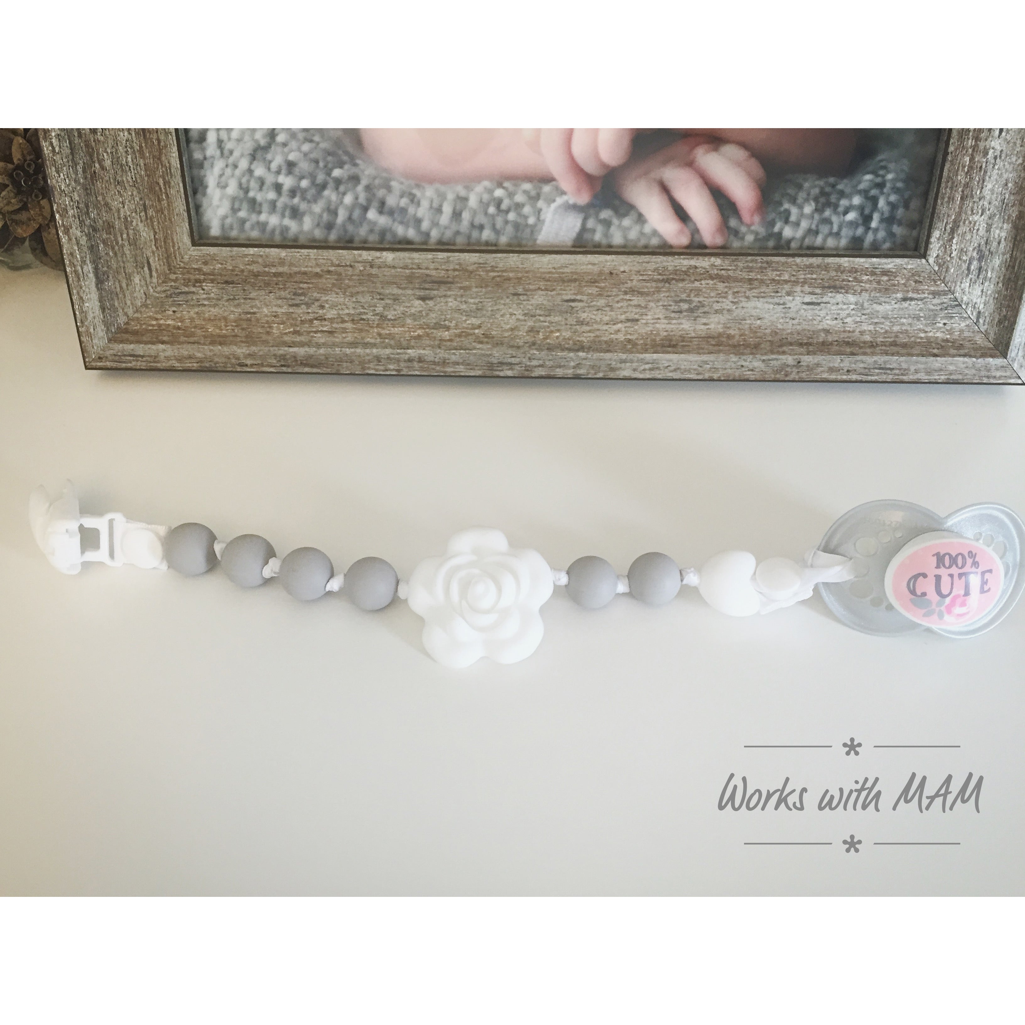 Petal Pink Pacifier Clip Set