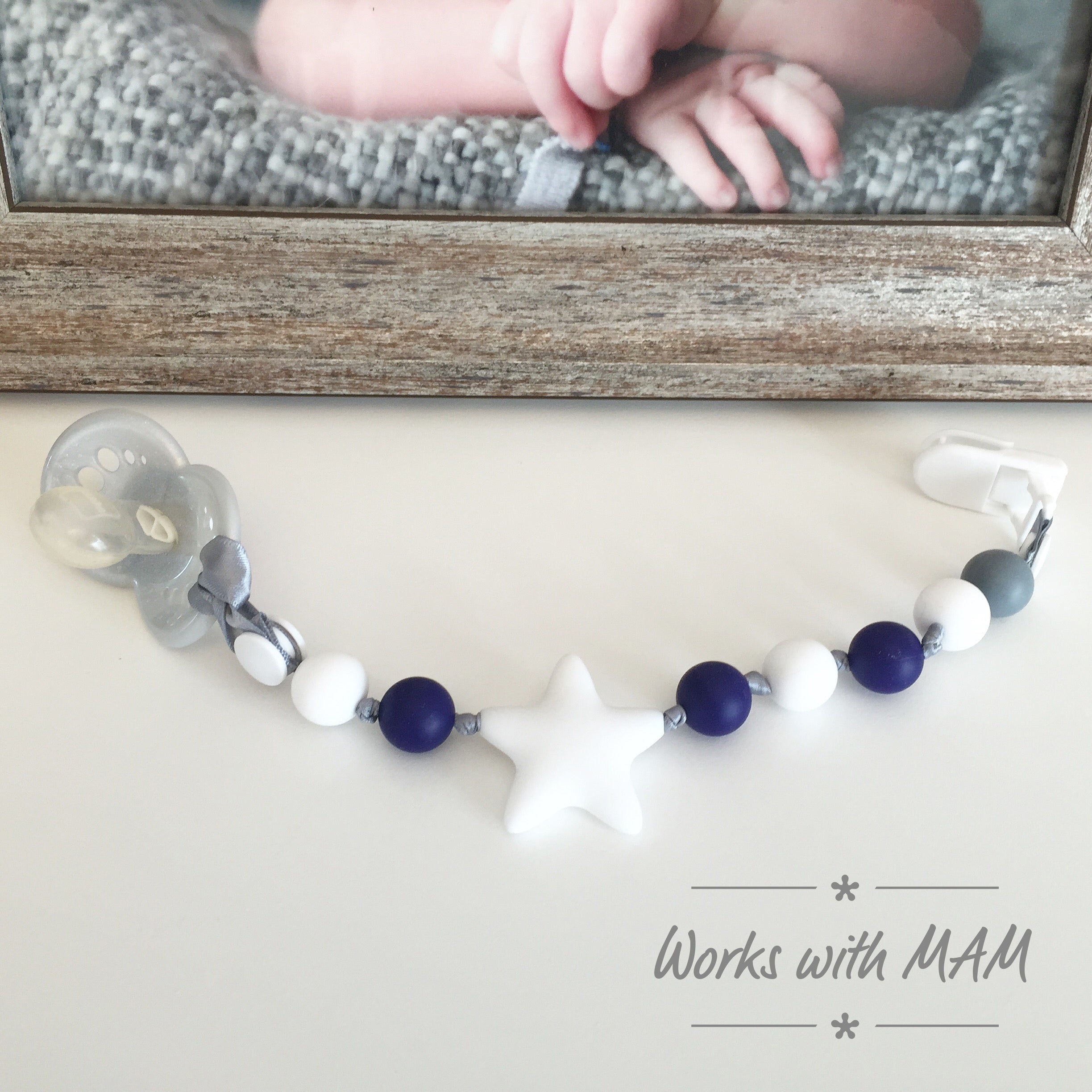 Star Dust Teether Pacifier Clips