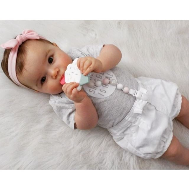 Cupcake and Pacifier Clip Teether Set (Pink, White)